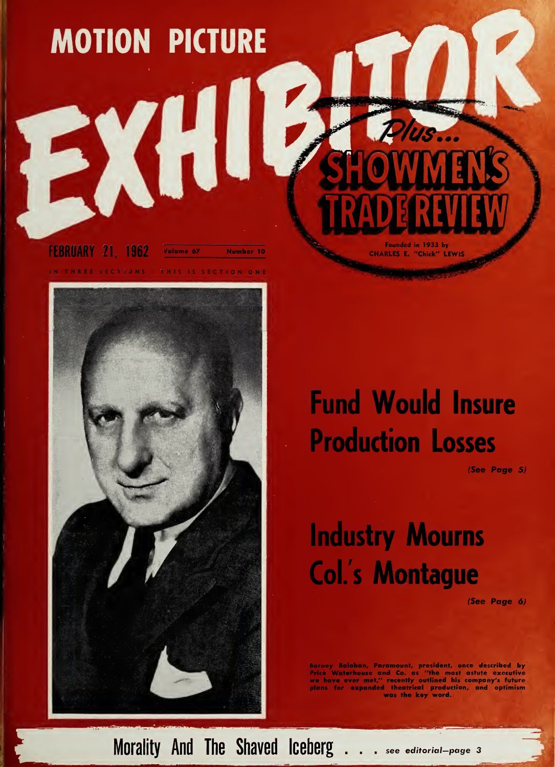 MOTION PICTURE EXHIBITOR magazine side cover 21 February 1962