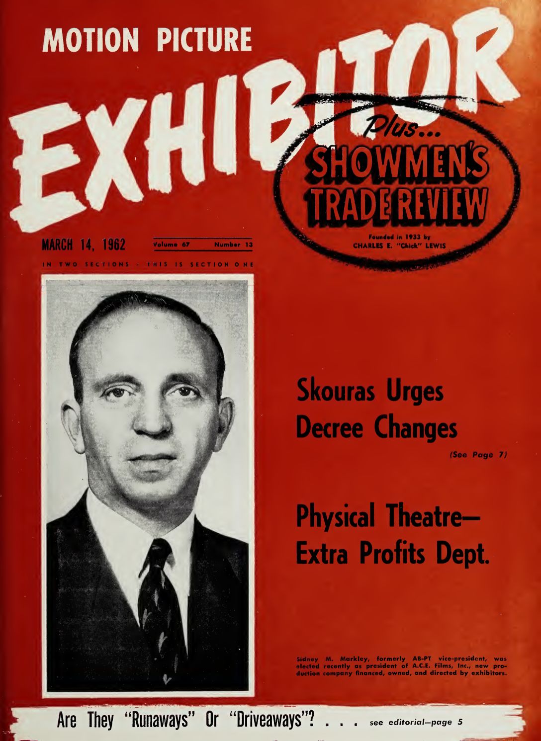 MOTION PICTURE EXHIBITOR magazine side cover 14 March 1962