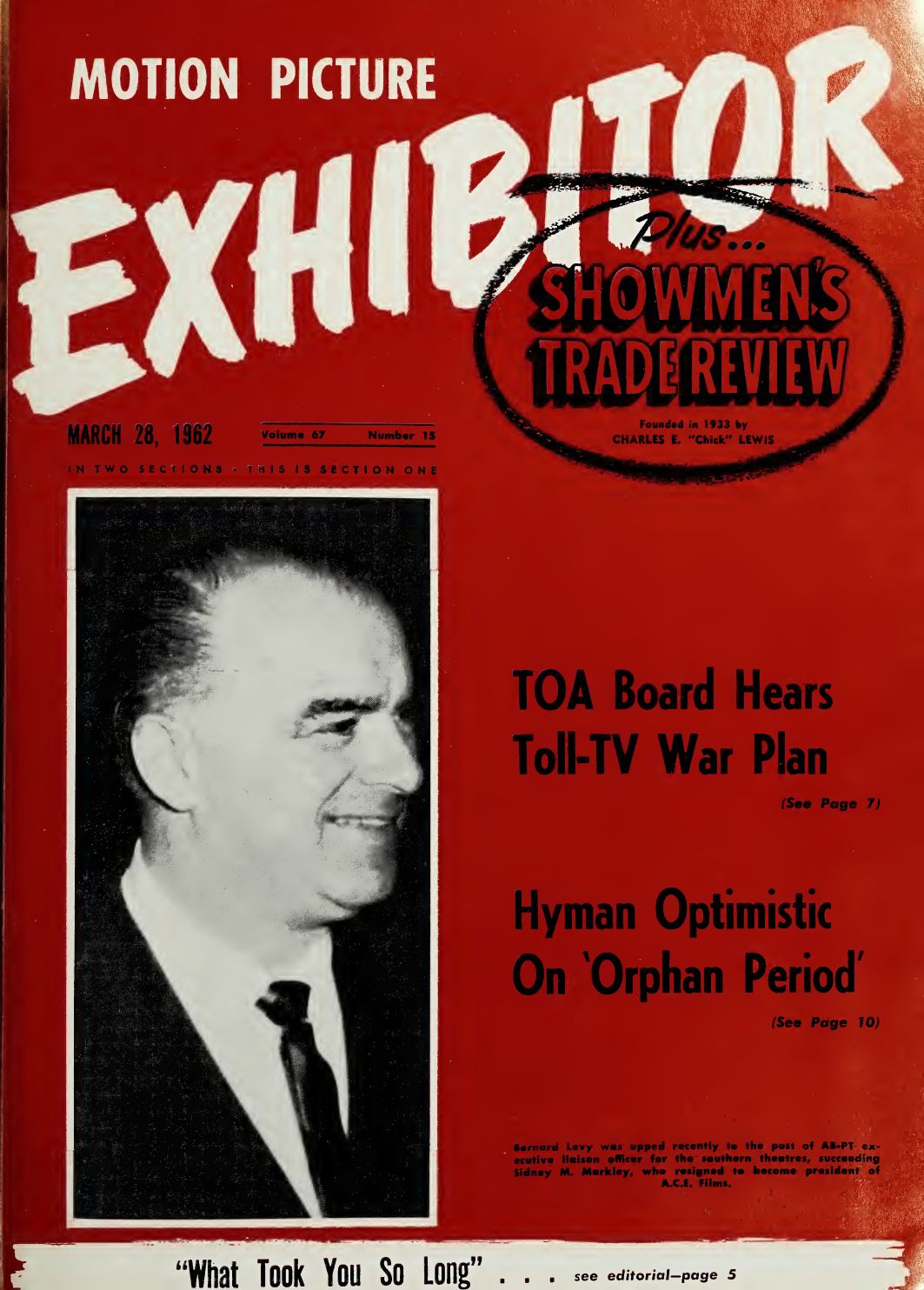 MOTION PICTURE EXHIBITOR magazine side cover 28 March 1962