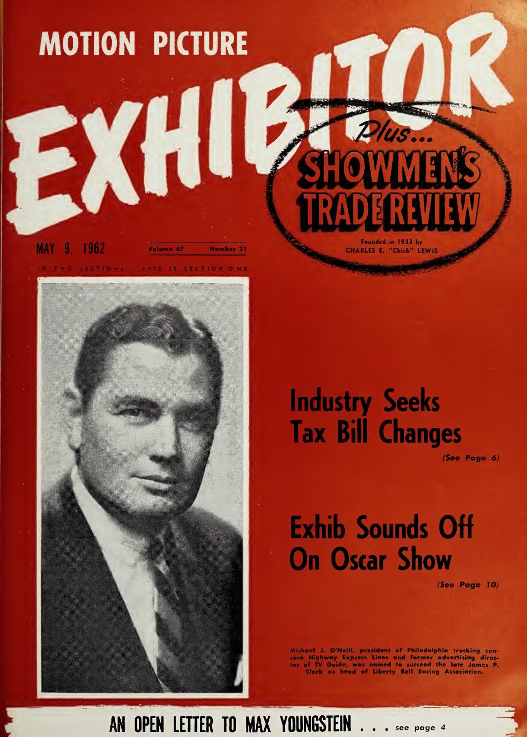 MOTION PICTURE EXHIBITOR magazine side cover 9 May 1962