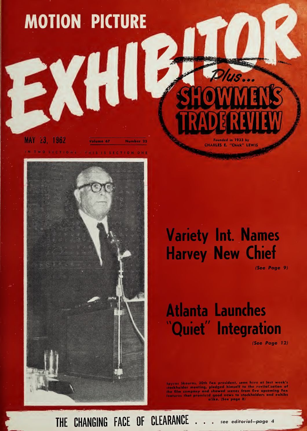 MOTION PICTURE EXHIBITOR magazine side cover 23 May 1962