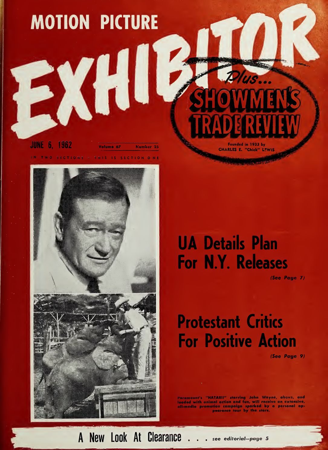MOTION PICTURE EXHIBITOR magazine side cover 6 June 1962