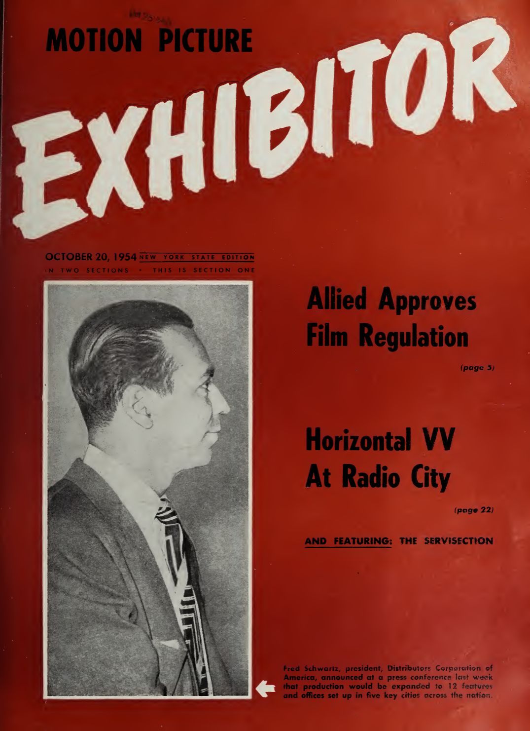 MOTION PICTURE EXHIBITOR magazine side cover 20 October 1964