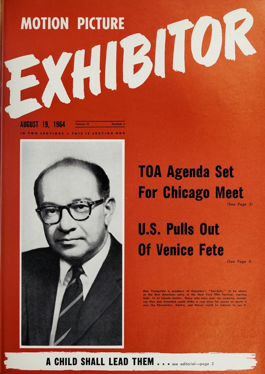 MOTION PICTURE EXHIBITOR magazine side cover 19 August 1964