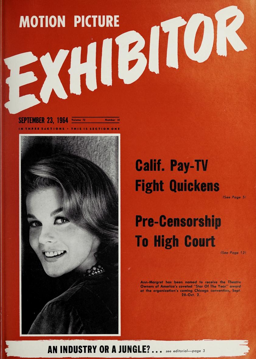 MOTION PICTURE EXHIBITOR magazine side cover 23 September 1964