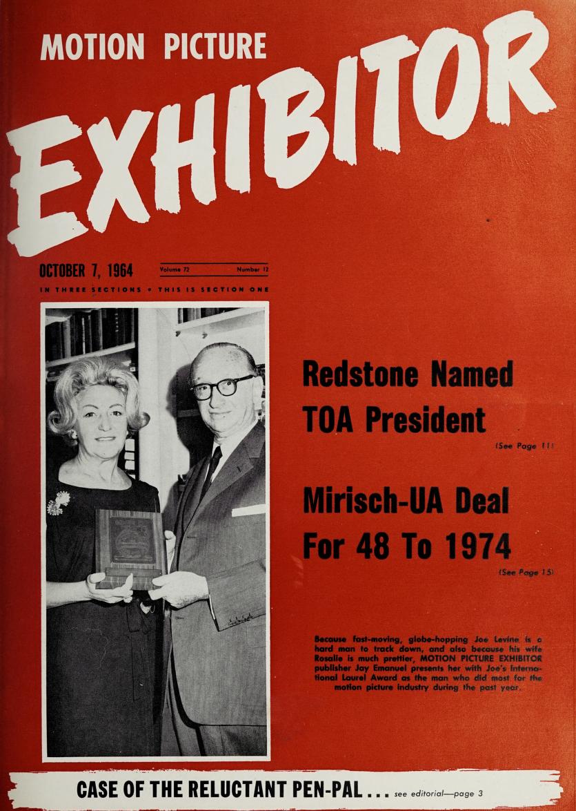 MOTION PICTURE EXHIBITOR magazine side cover 3 October 1964