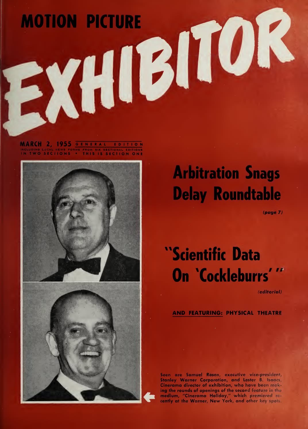 MOTION PICTURE EXHIBITOR magazine side cover 2 March 1955