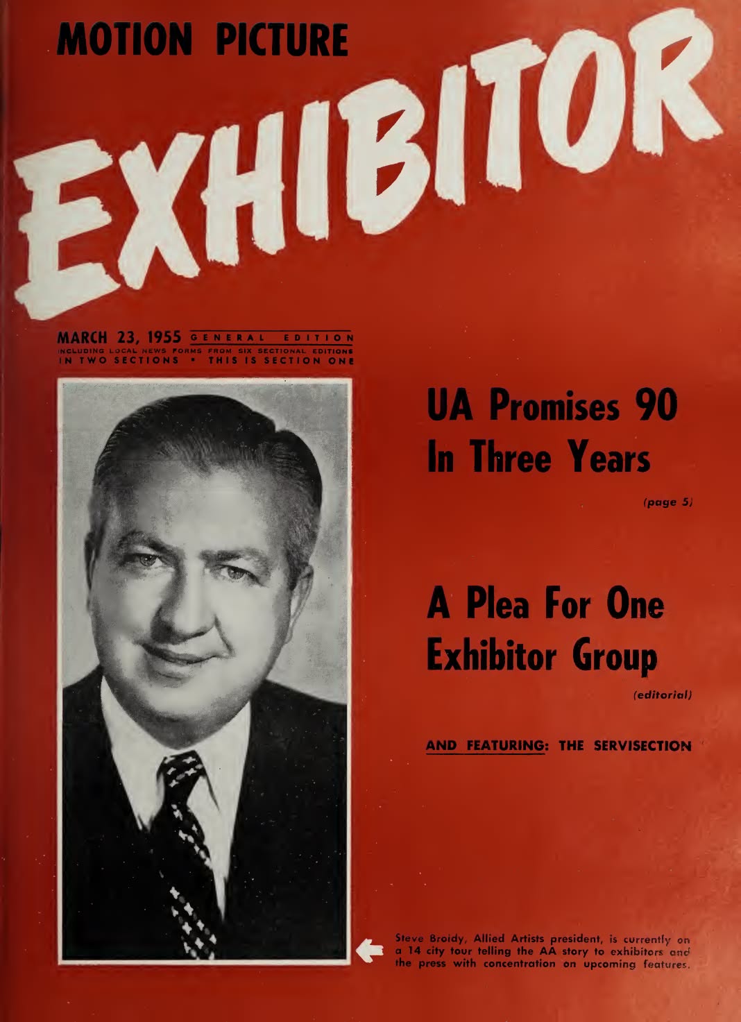 MOTION PICTURE EXHIBITOR magazine side cover 23 March 1955