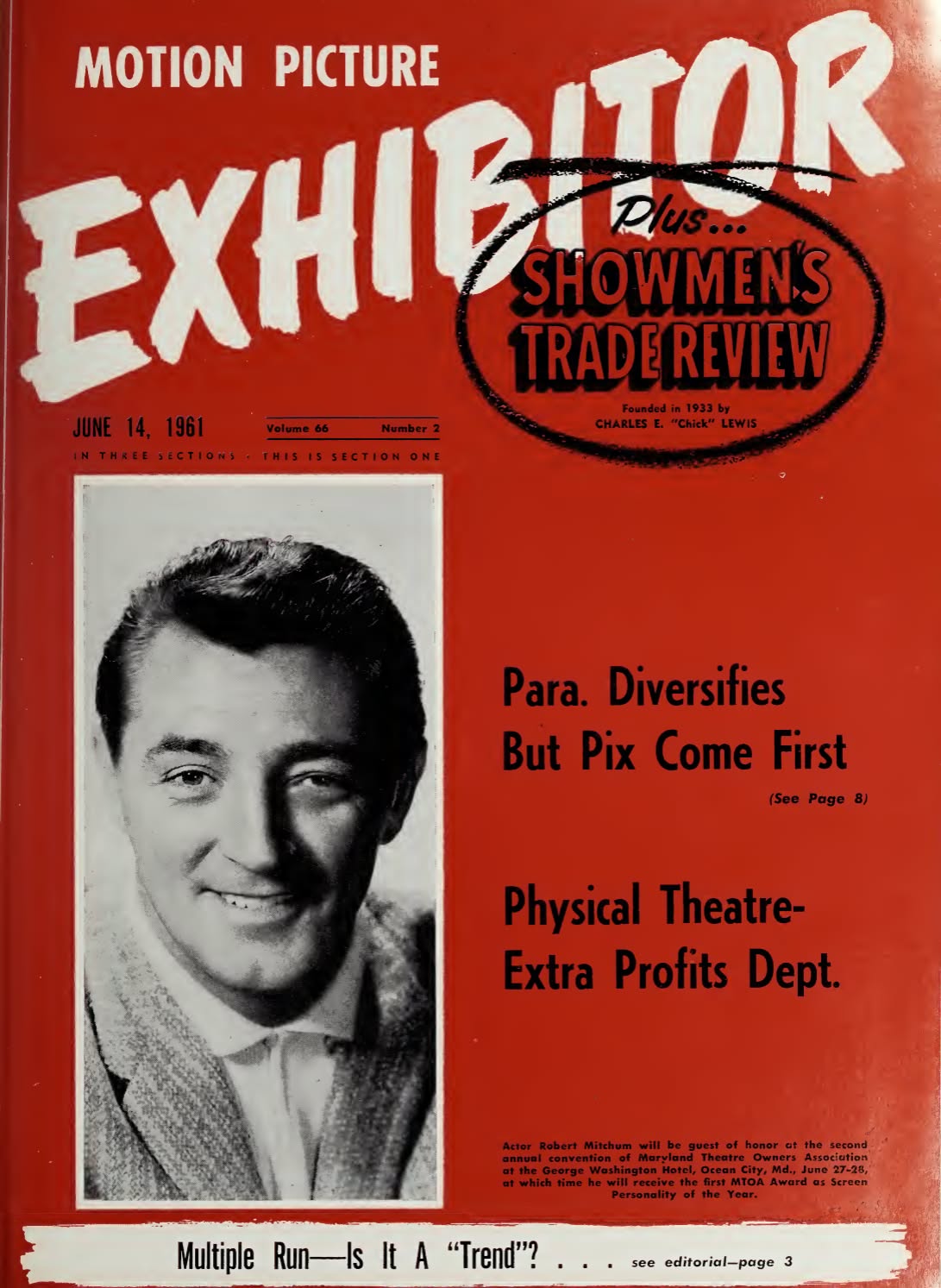 MOTION PICTURE EXHIBITOR magazine side cover 14 June 1961