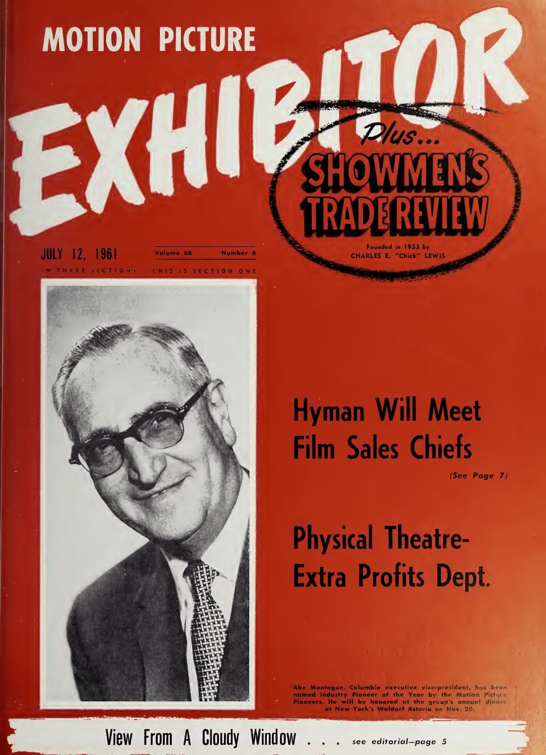 MOTION PICTURE EXHIBITOR magazine side cover 12 July 1961
