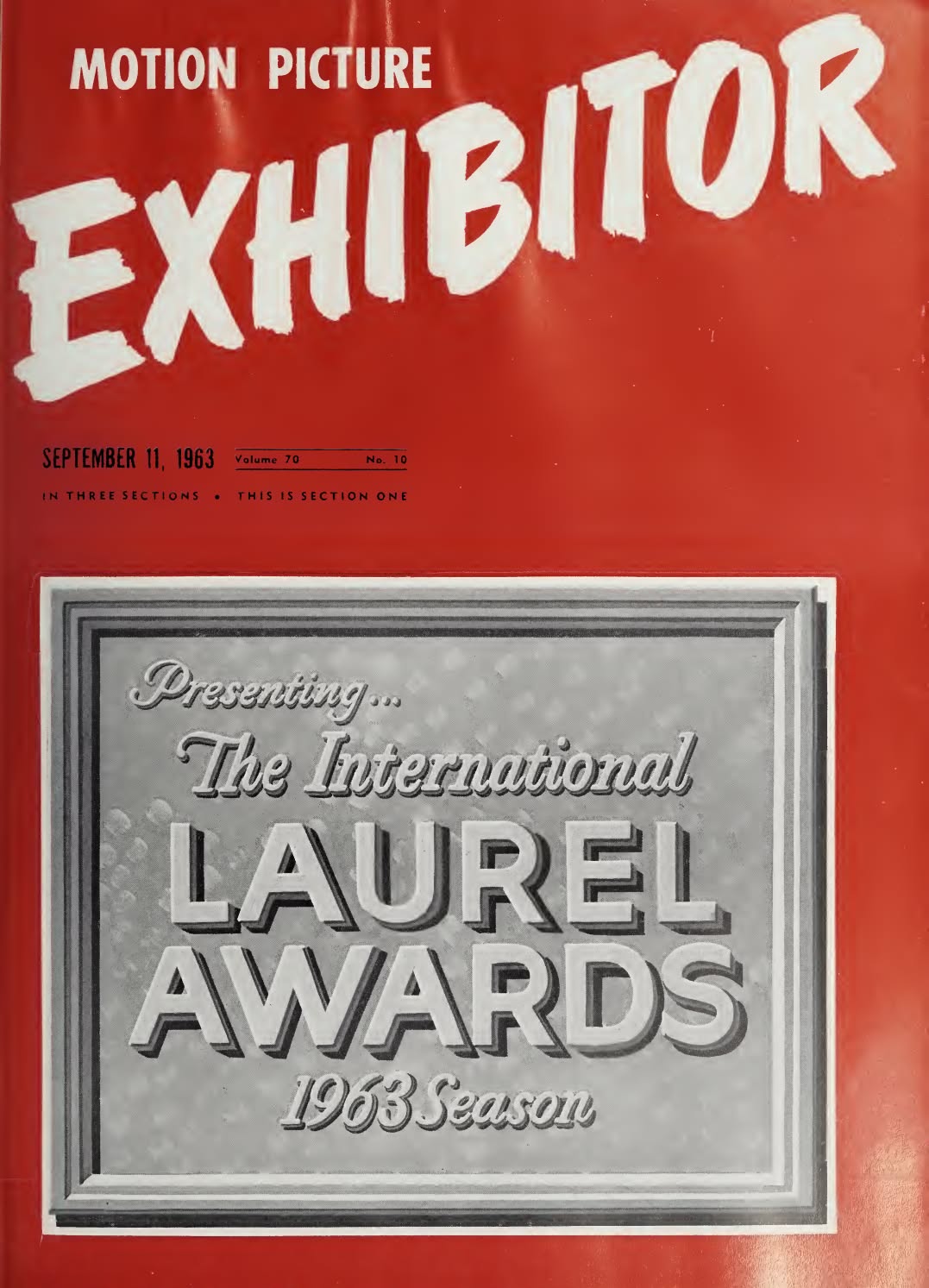 MOTION PICTURE EXHIBITOR magazine side cover 11 September 1963