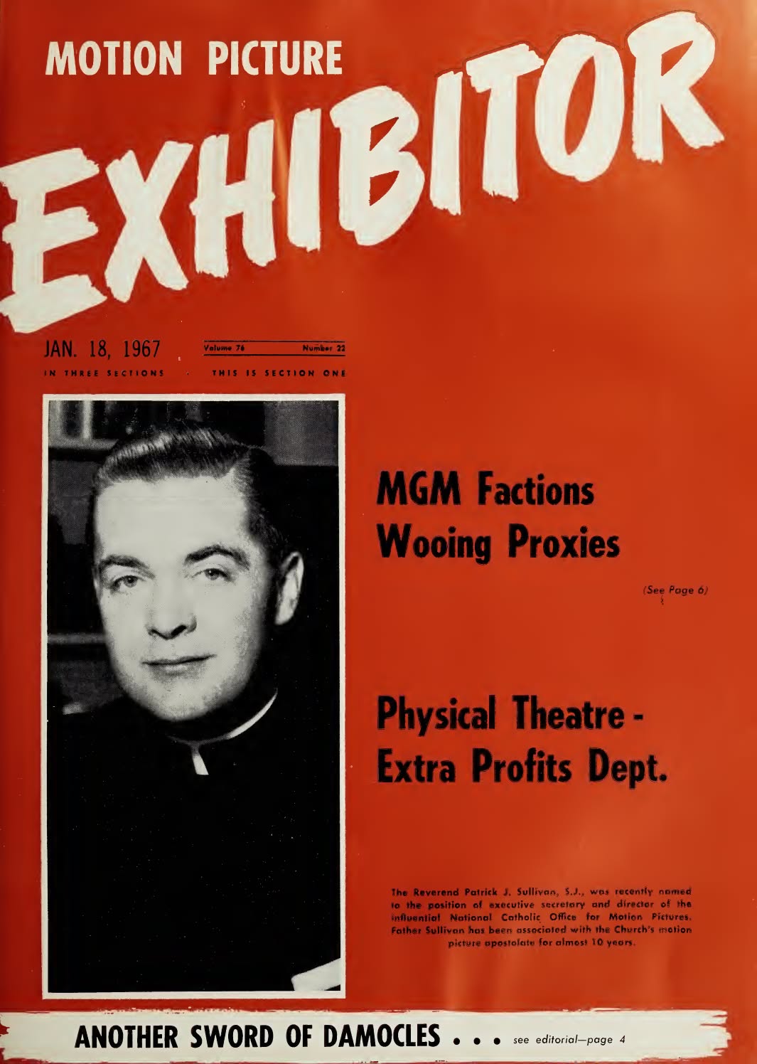 MOTION PICTURE EXHIBITOR magazine side cover 18 January 1967