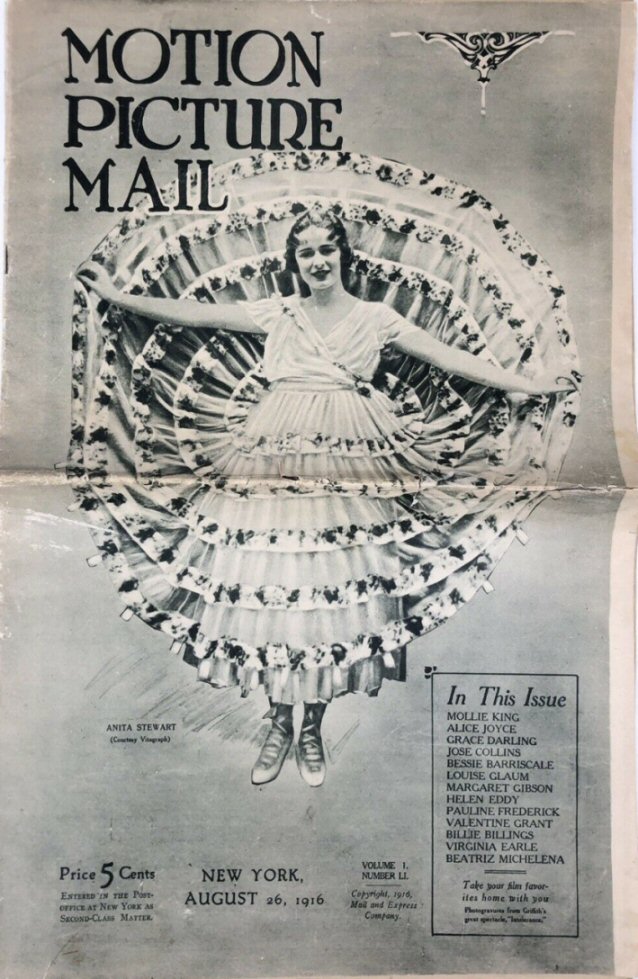 MOTION PICTURE MAIL magazine side cover 26 August 1916