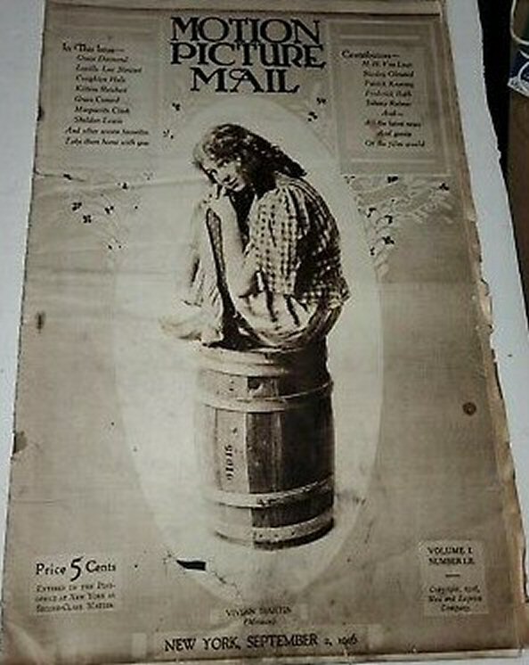 MOTION PICTURE MAIL magazine side cover 2 September 1916