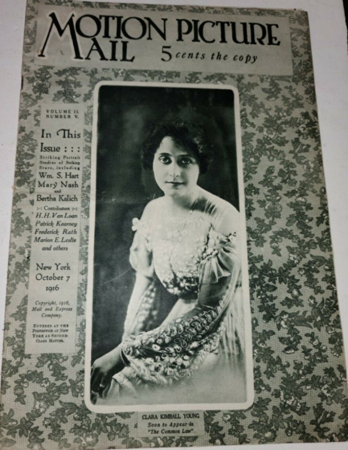 MOTION PICTURE MAIL magazine side cover 7 October 1916