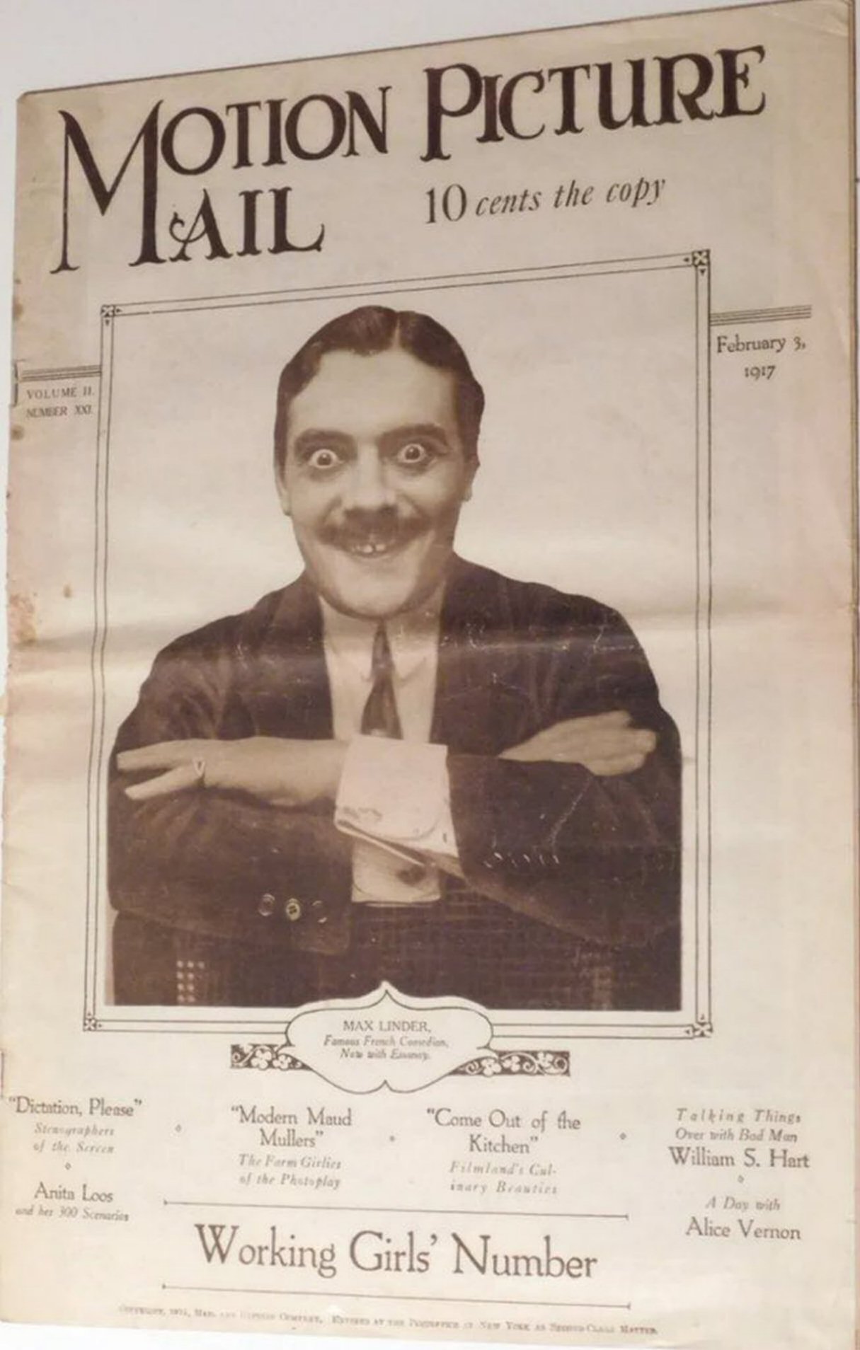 MOTION PICTURE MAIL magazine side cover 3 February 1917