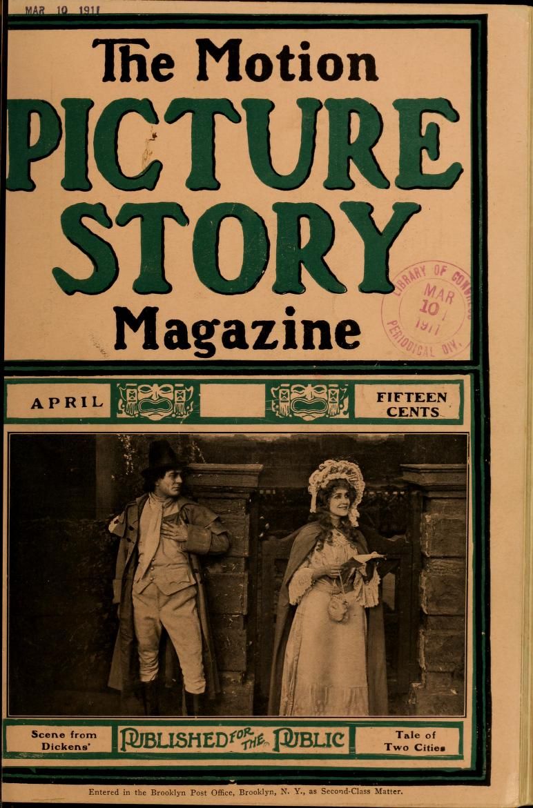 MOTION PICTURE STORY MAGAZINE magazine side cover Issue 3 April 1911