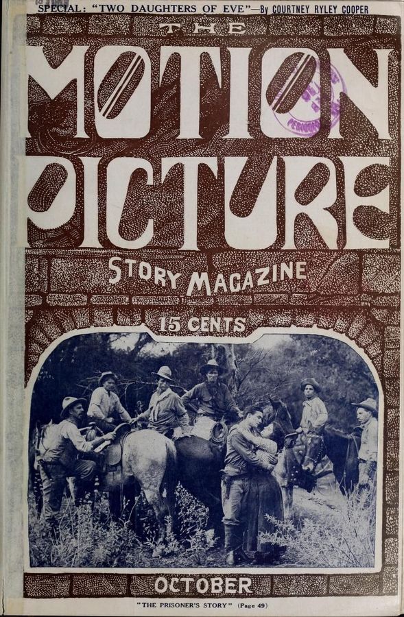 MOTION PICTURE STORY MAGAZINE magazine side cover Issue 21 October 1912