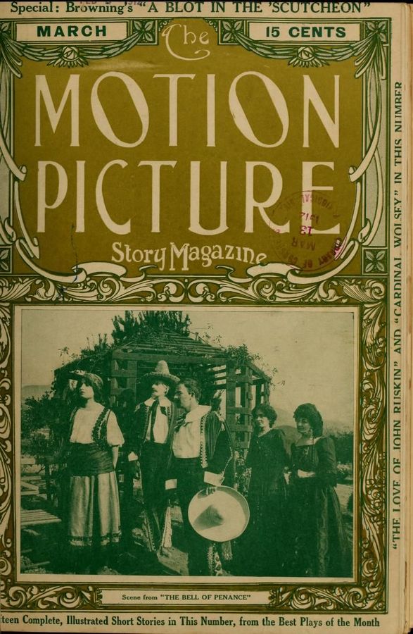 MOTION PICTURE STORY MAGAZINE magazine side cover Issue 14 March 1912