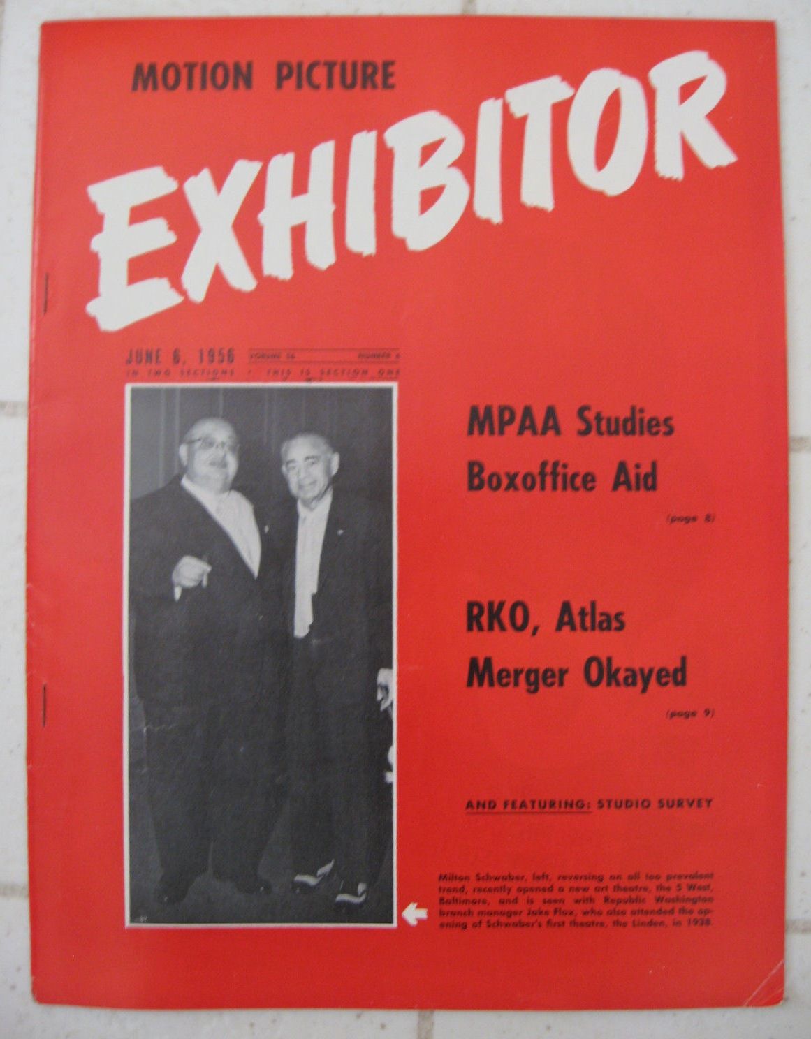 MOTION PICTURE EXHIBITOR magazine side cover 6 June 1956