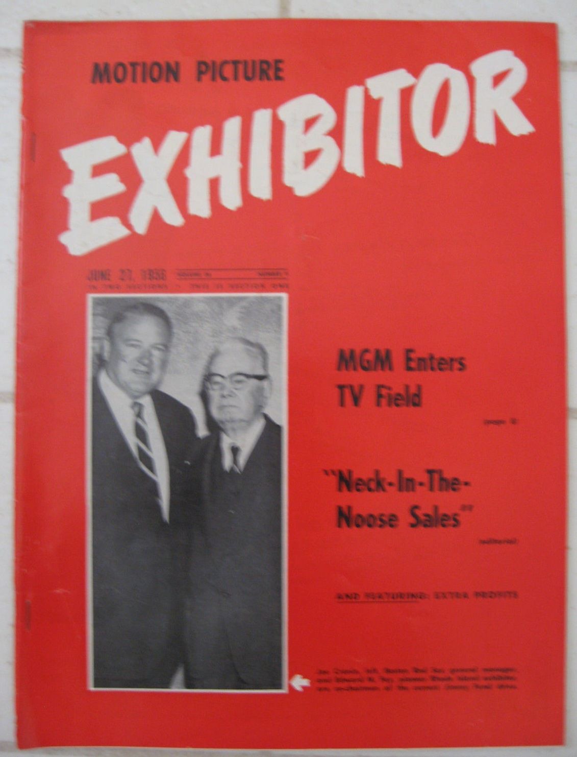 MOTION PICTURE EXHIBITOR magazine side cover 27 June 1956