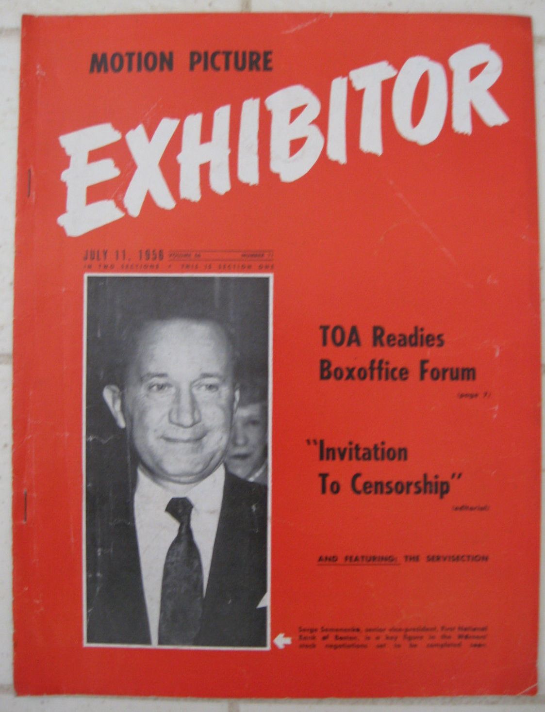 MOTION PICTURE EXHIBITOR magazine side cover 11 July 1956
