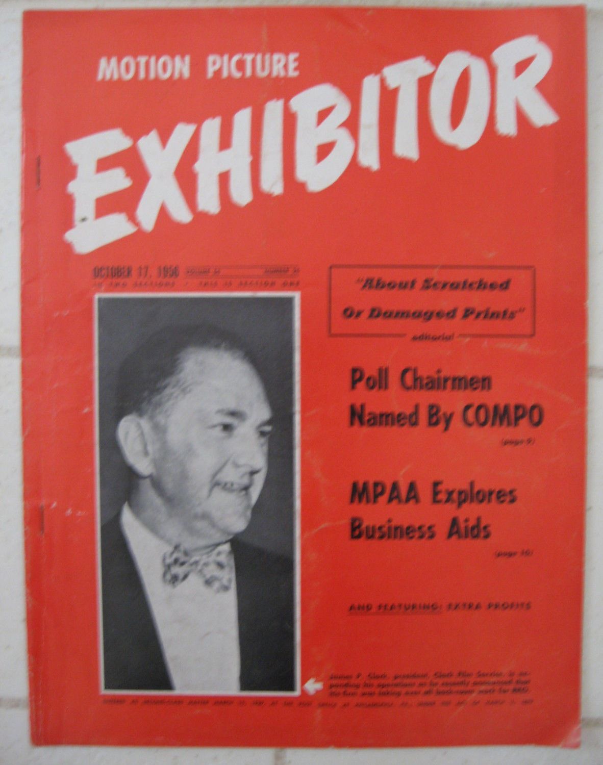 MOTION PICTURE EXHIBITOR magazine side cover 17 October 1956