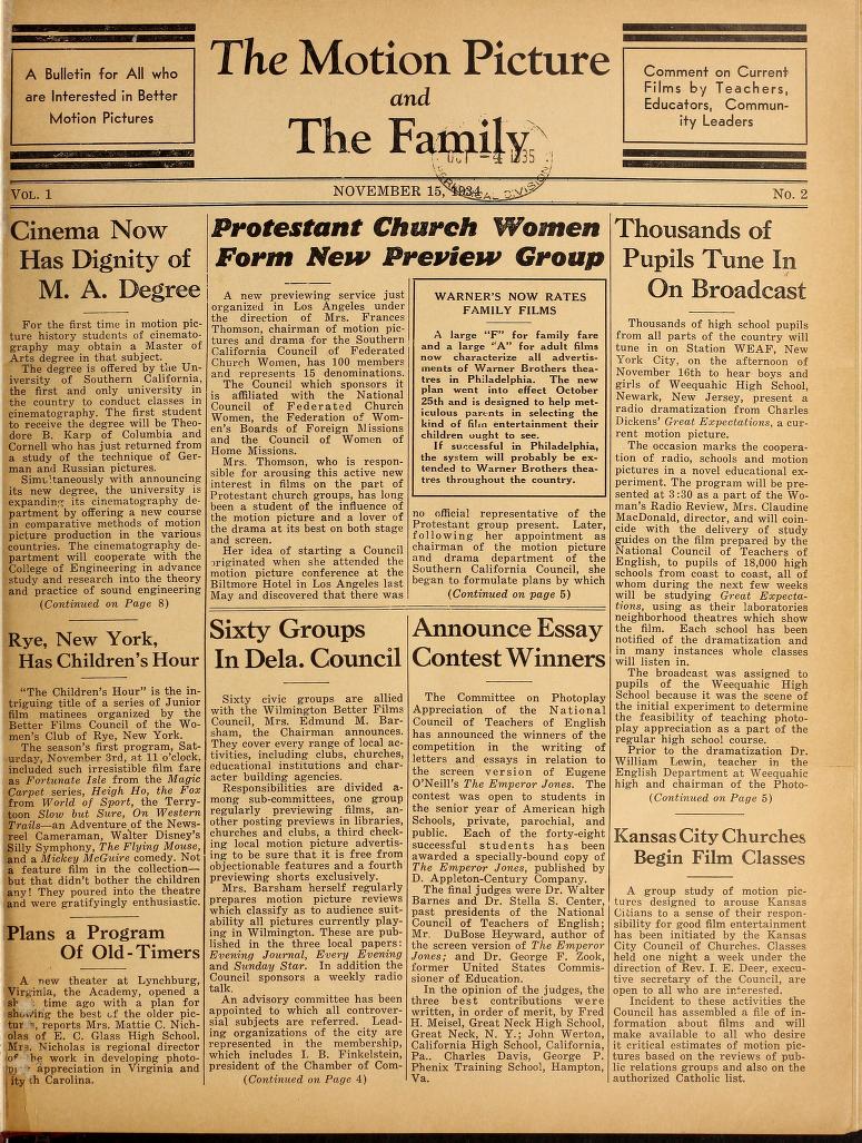 MOTION PICTURE AND THE FAMILY |THE magazine side cover Issue 2 15 November 1934