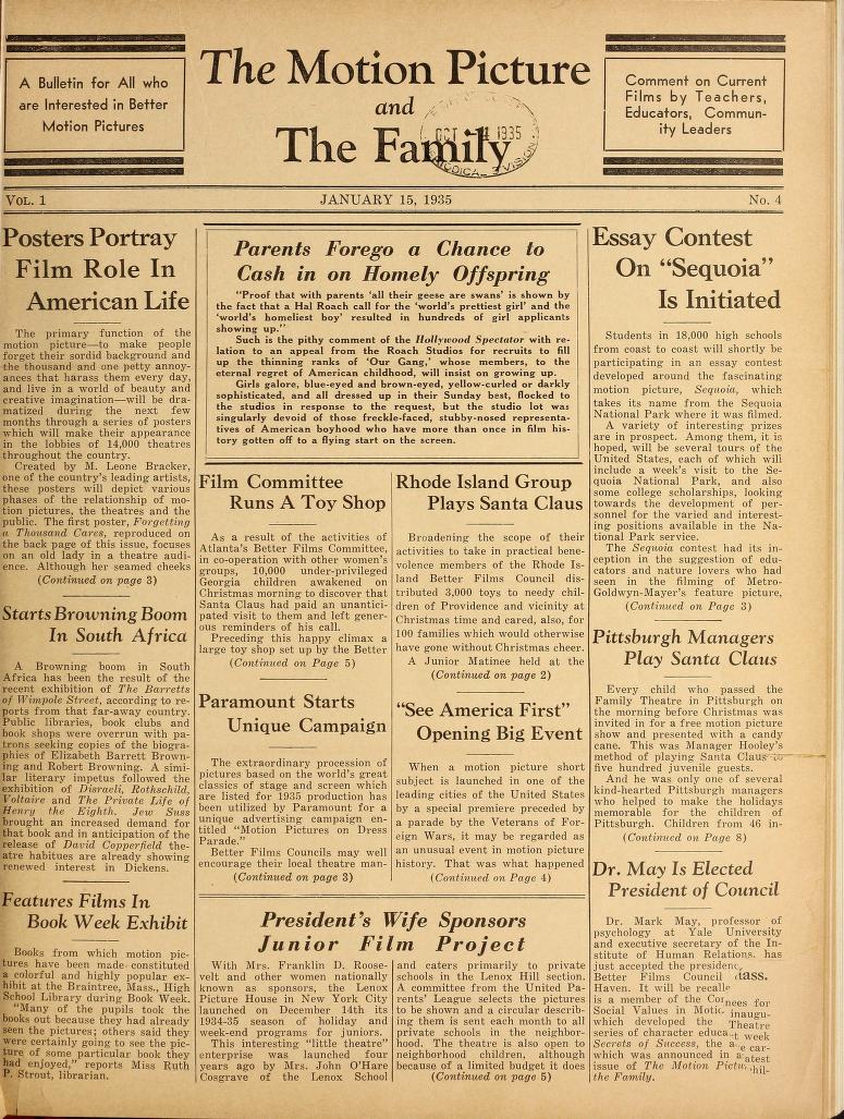 MOTION PICTURE AND THE FAMILY |THE magazine side cover Issue 4 15 January 1935