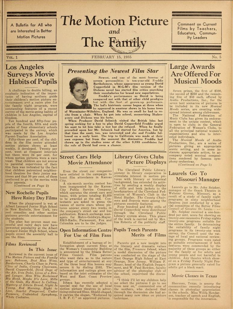 MOTION PICTURE AND THE FAMILY |THE magazine side cover Issue 5 15 February 1935