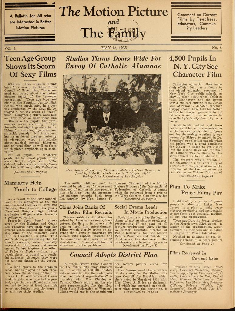 MOTION PICTURE AND THE FAMILY |THE magazine side cover Issue 8 15 May 1935