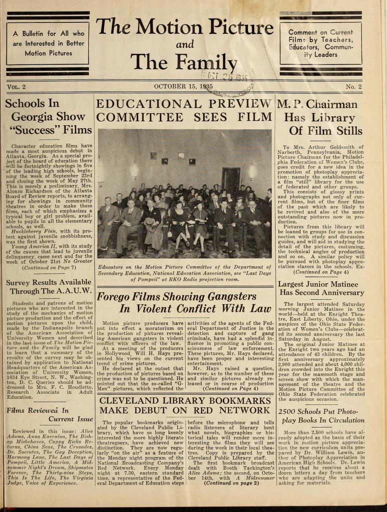 MOTION PICTURE AND THE FAMILY |THE magazine side cover 15 October 1935