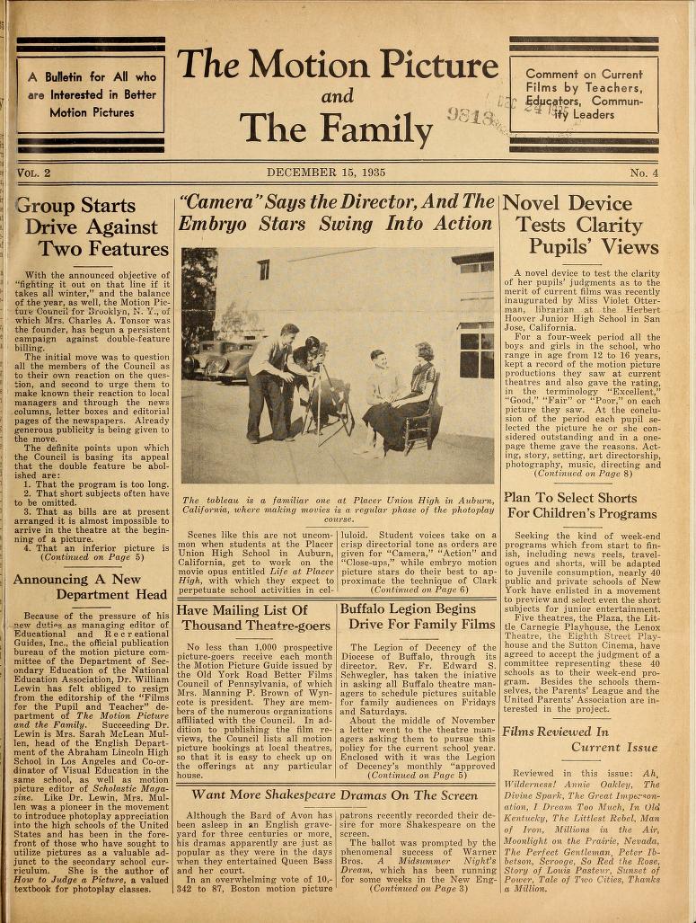 MOTION PICTURE AND THE FAMILY |THE magazine side cover 15 December 1935