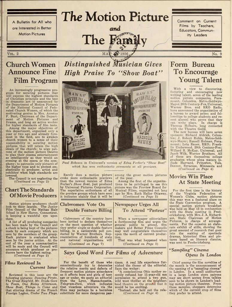 MOTION PICTURE AND THE FAMILY |THE magazine side cover 15 May 1936