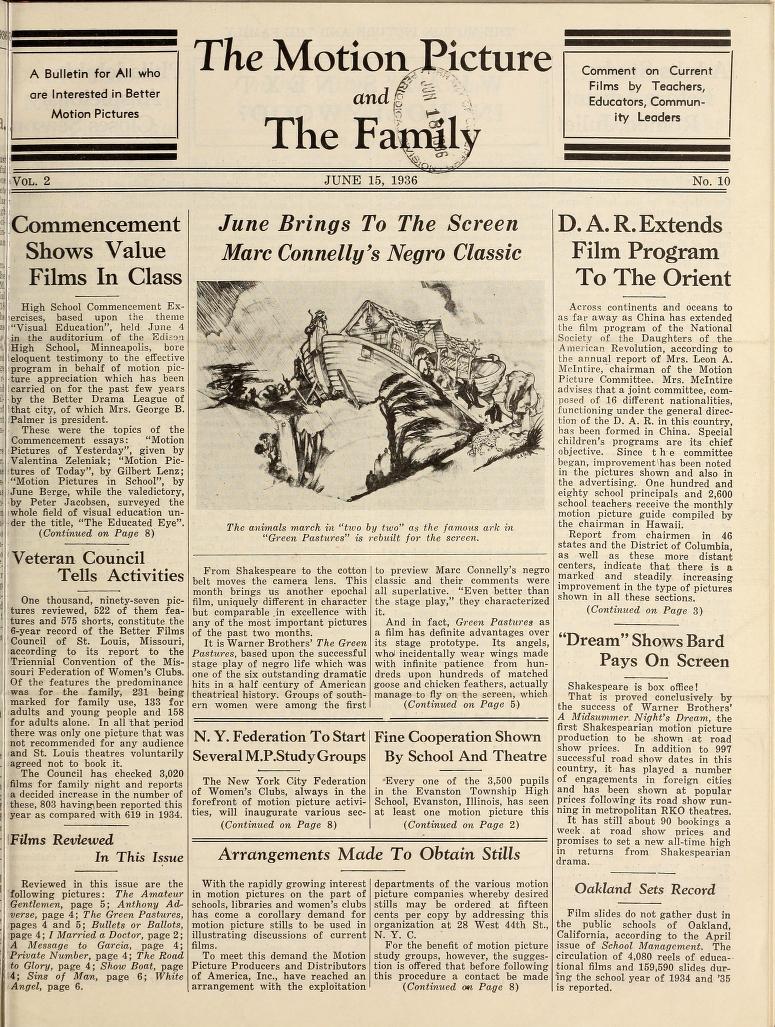 MOTION PICTURE AND THE FAMILY |THE magazine side cover 15 June 1936