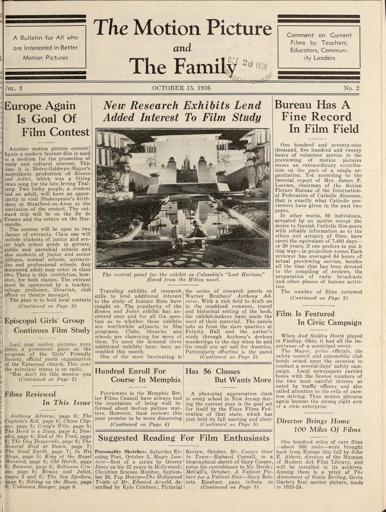 MOTION PICTURE AND THE FAMILY |THE magazine side cover 15 October 1936