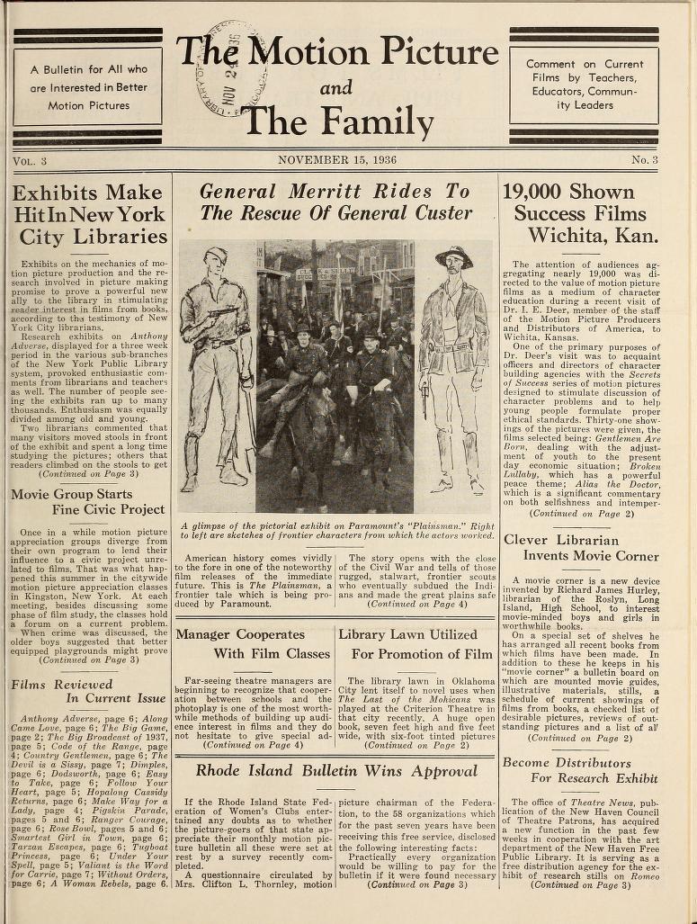 MOTION PICTURE AND THE FAMILY |THE magazine side cover 15 November 1936