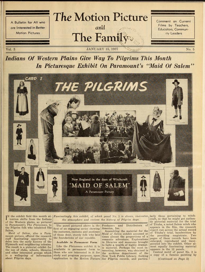 MOTION PICTURE AND THE FAMILY |THE magazine side cover 15 January 1937