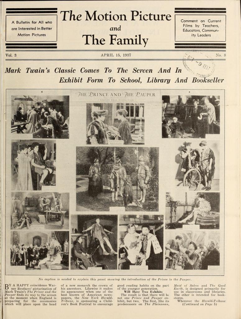 MOTION PICTURE AND THE FAMILY |THE magazine side cover 15 April 1937