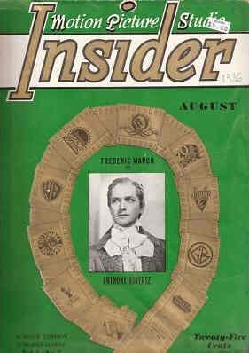 MOTION PICTURE STUDIO INSIDER magazine side cover  Vol 1 No  7 August 1936