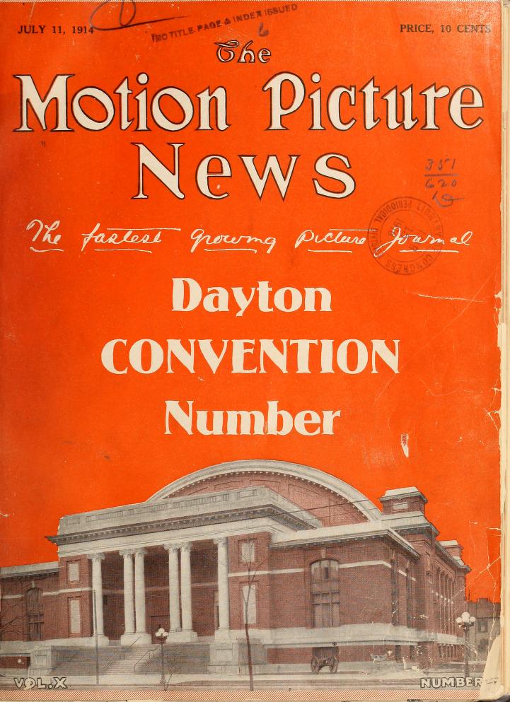 MOTION PICTURE NEWS magazine side cover 11 July 1914