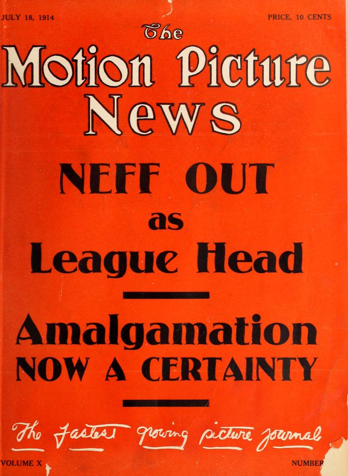 MOTION PICTURE NEWS magazine side cover 18 July 1914