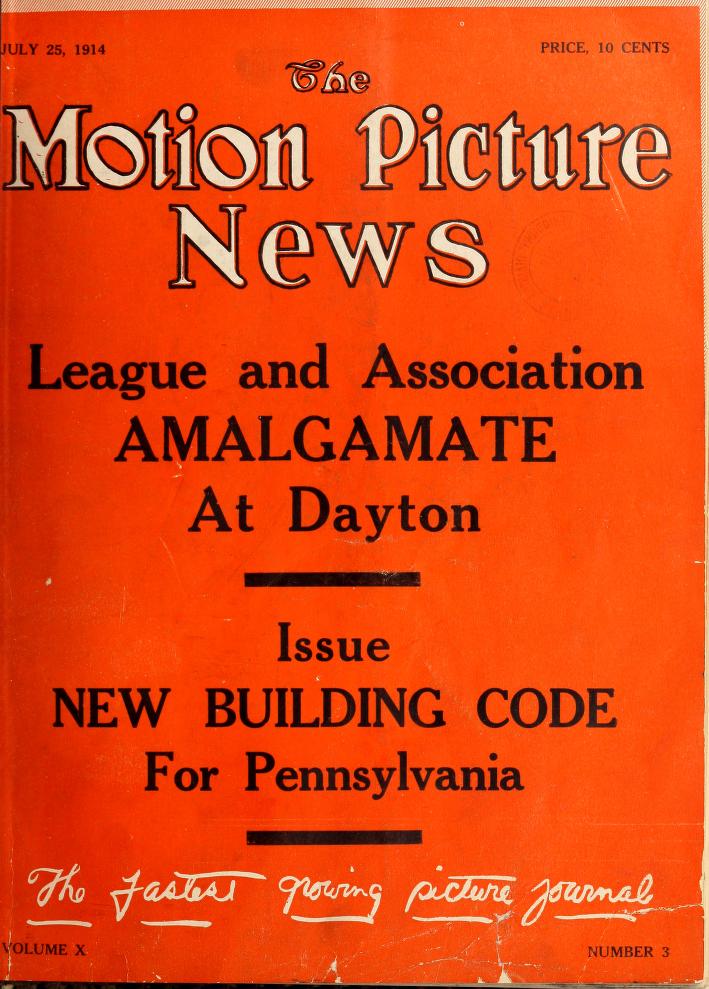 MOTION PICTURE NEWS magazine side cover 25 July 1914