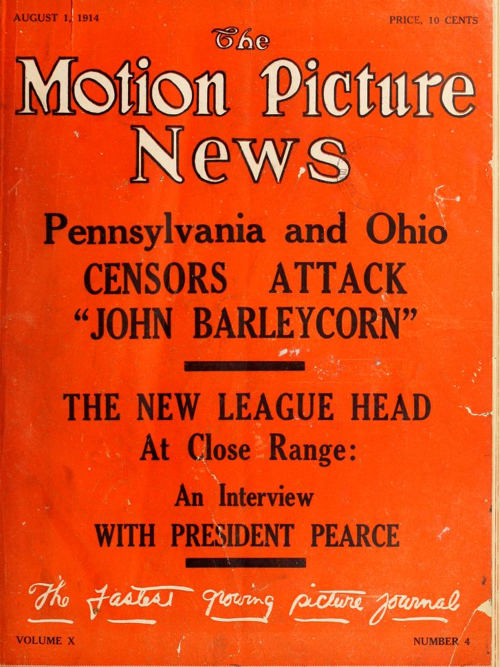 MOTION PICTURE NEWS magazine side cover 1 August 1914