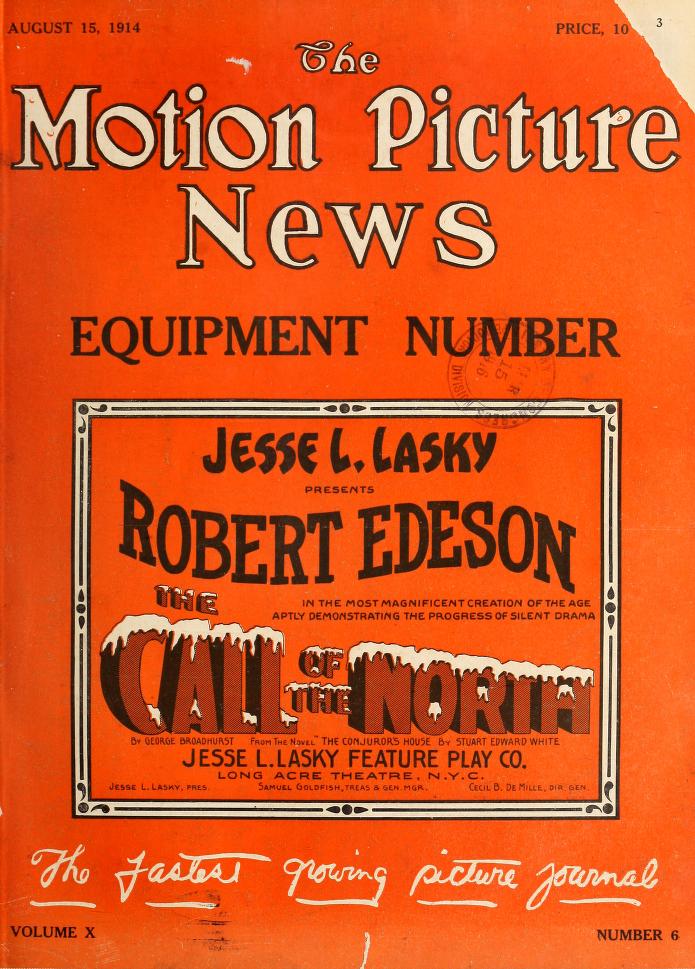 MOTION PICTURE NEWS magazine side cover 15 August 1914