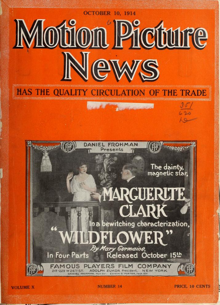 MOTION PICTURE NEWS magazine side cover 10 October 1914