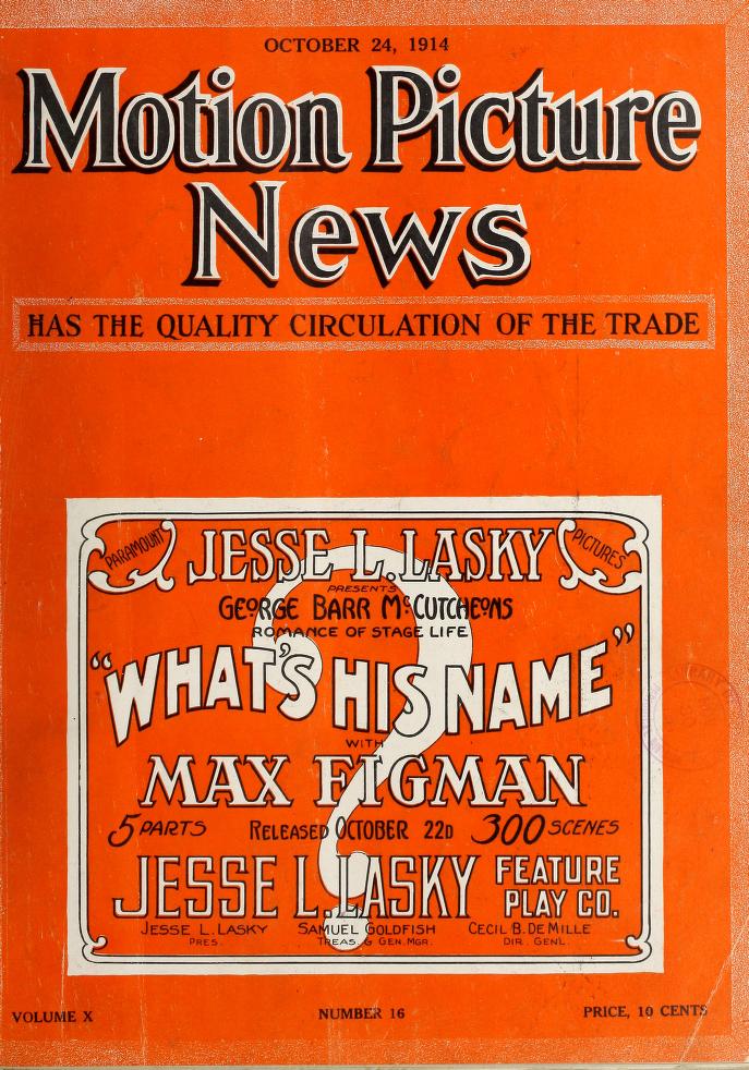 MOTION PICTURE NEWS magazine side cover 24 October 1914