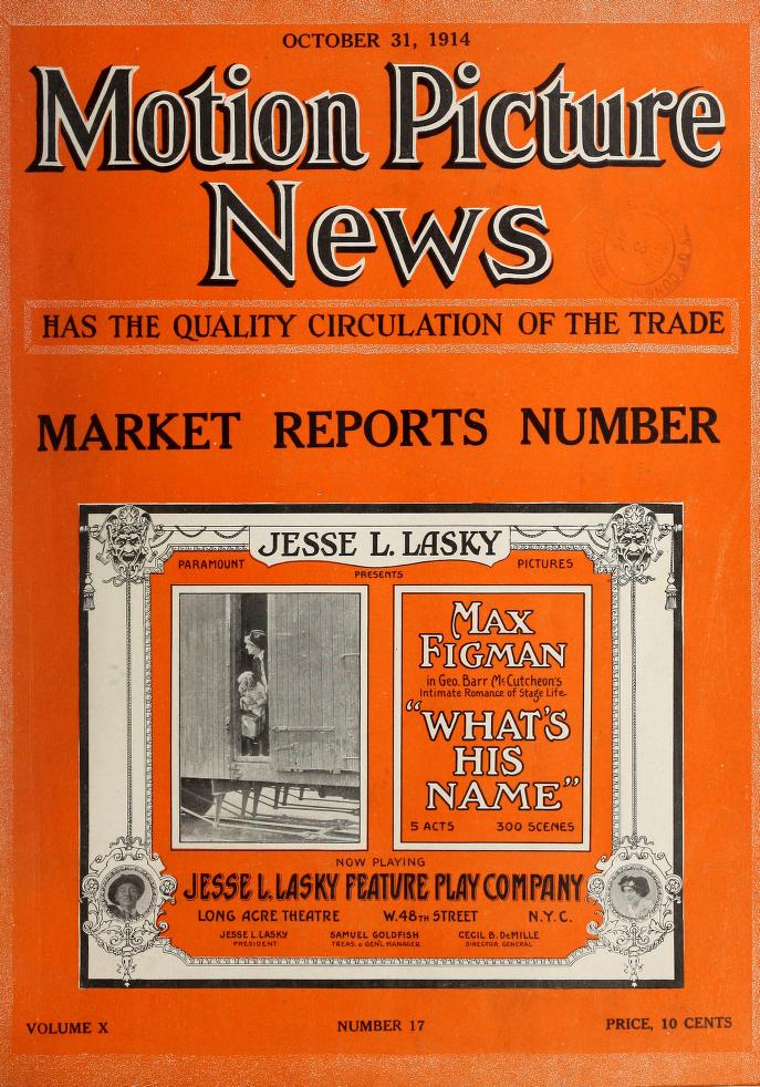 MOTION PICTURE NEWS magazine side cover 31 October 1914
