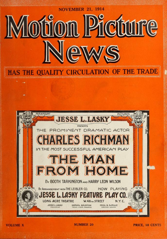 MOTION PICTURE NEWS magazine side cover 21 November 1914
