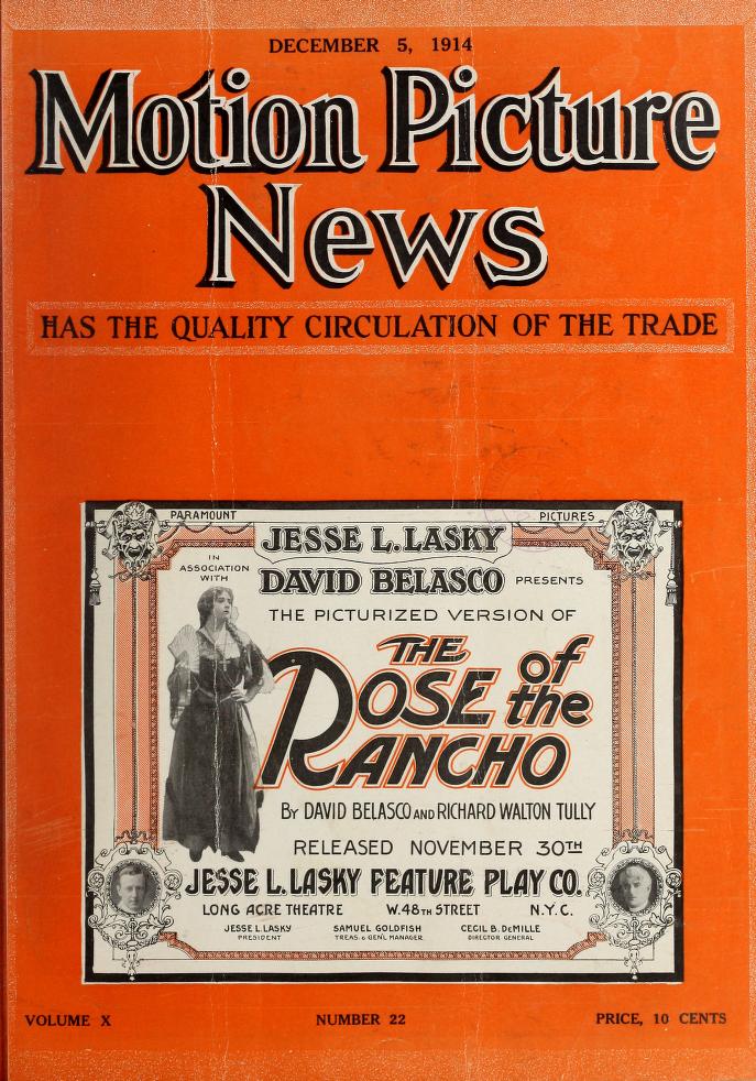 MOTION PICTURE NEWS magazine side cover 5 December 1914